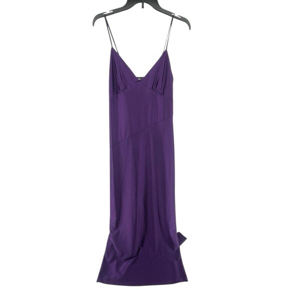Zara Purple Satin Slip Maxi Dress Women’s Sleeveless Stretch Size Medium - Picture 3 of 14